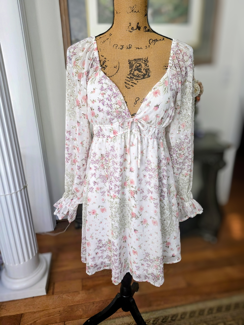 Mi Ami Boho Tie-Front Floral Mini Dress